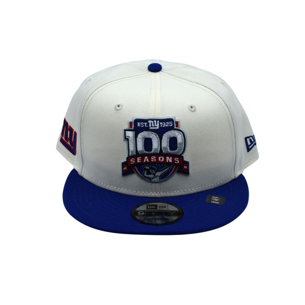 New Era 9FIFTY New York Giants NFL 100 Seasons Snapback Hat Cap Cream Royal Blue